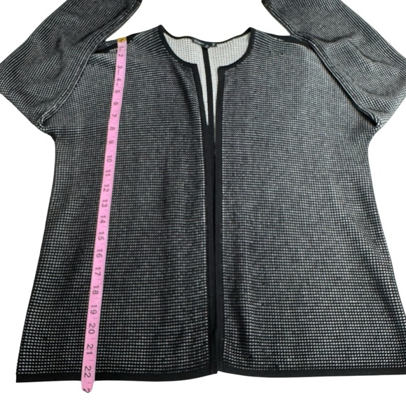 Eileen Fisher Black White Open-Front Women's Sweater - Picture 6 of 9